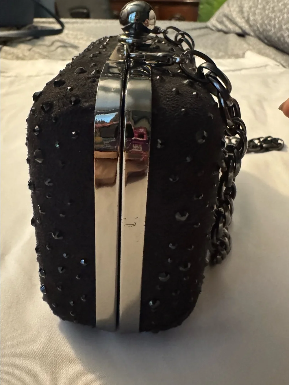 WHBM Black Crystal-Embellished Evening Clutch - Picture 5 of 8